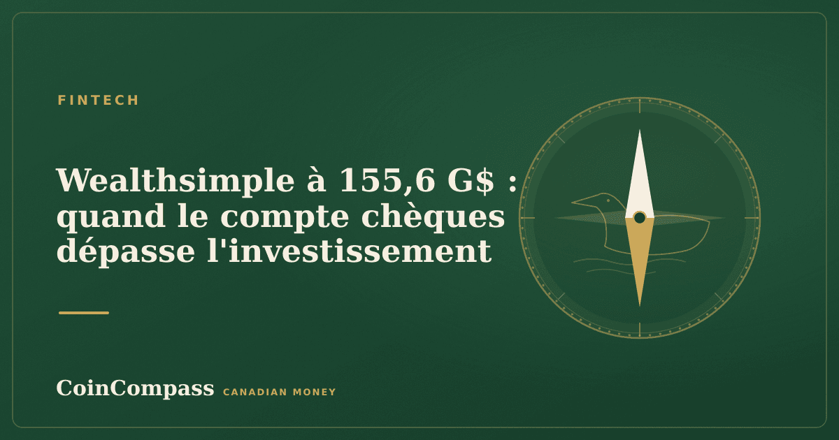 Wealthsimple à 155,6 G$ : quand le compte chèques dépasse l'investissement — Fintech · CoinCompass