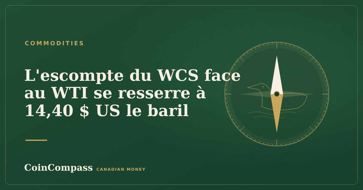 L'escompte du WCS face au WTI se resserre à 14,40 $ US le baril — Commodities · CoinCompass