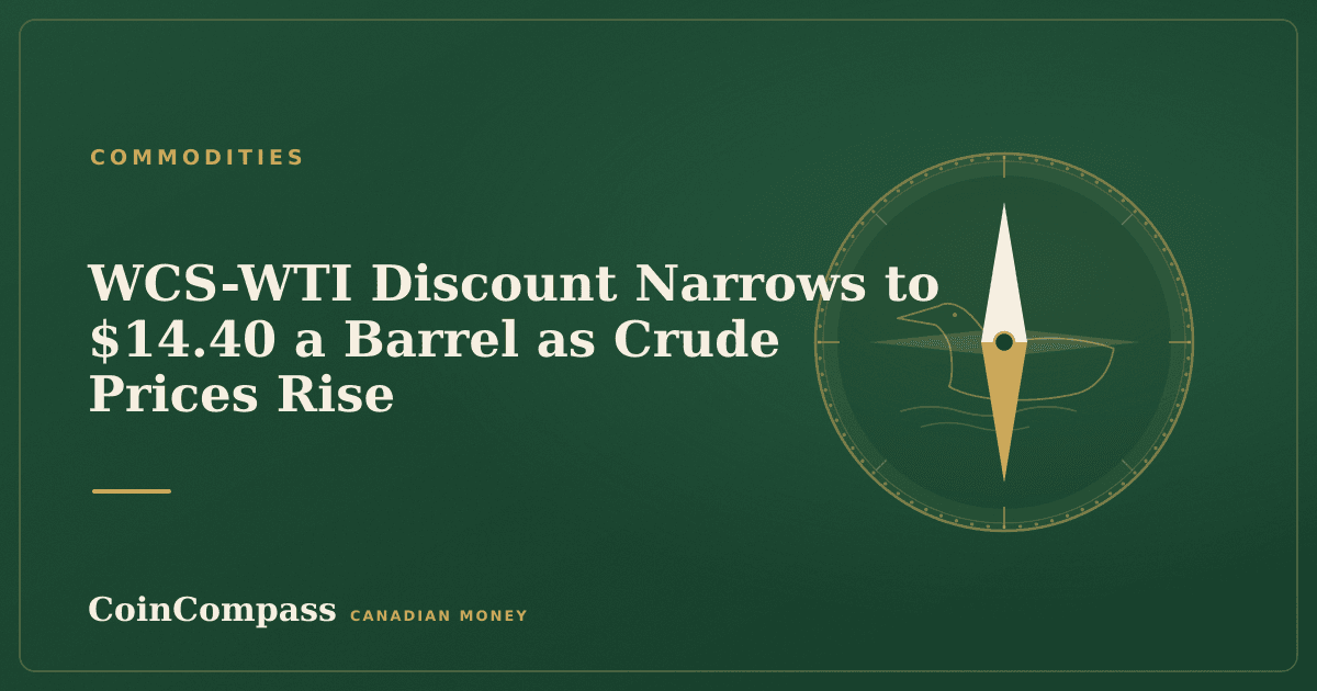 WCS-WTI Discount Narrows to $14.40 a Barrel as Crude Prices Rise — Commodities · CoinCompass