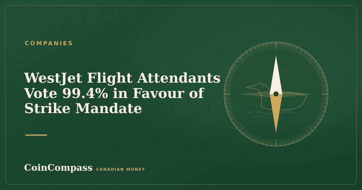 WestJet Flight Attendants Vote 99.4% in Favour of Strike Mandate — Companies · CoinCompass